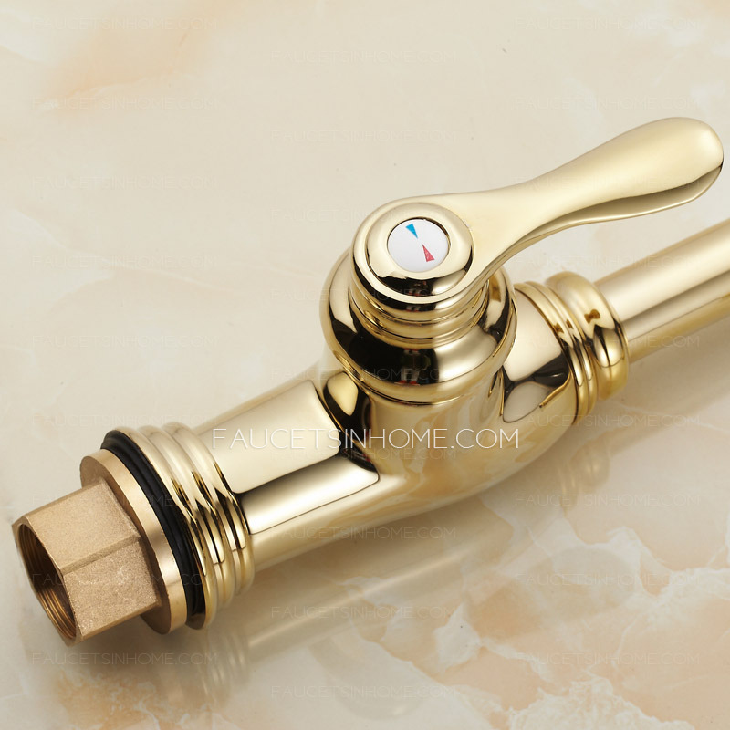 Unique High Golden Vessel Mount Brass Kitchen Faucets