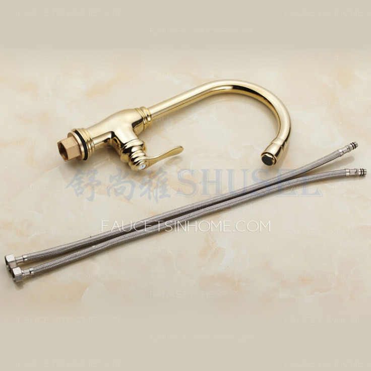 Unique High Golden Vessel Mount Brass Kitchen Faucets