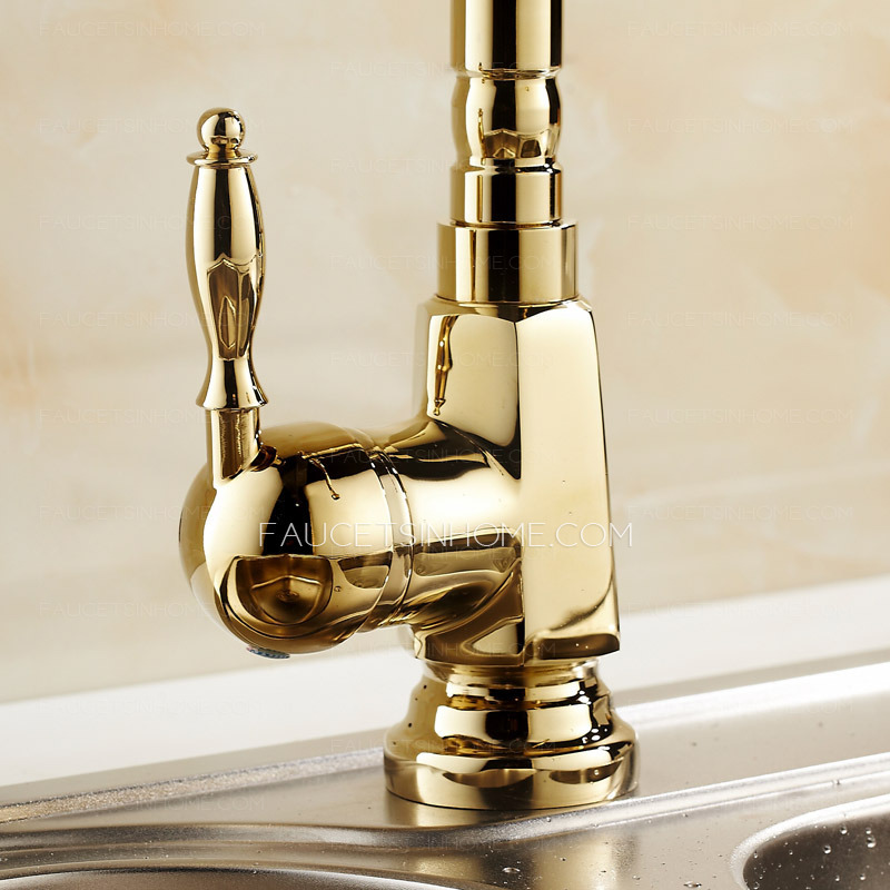 Antique Golden Rotate European Style Brass Kitchen Faucets