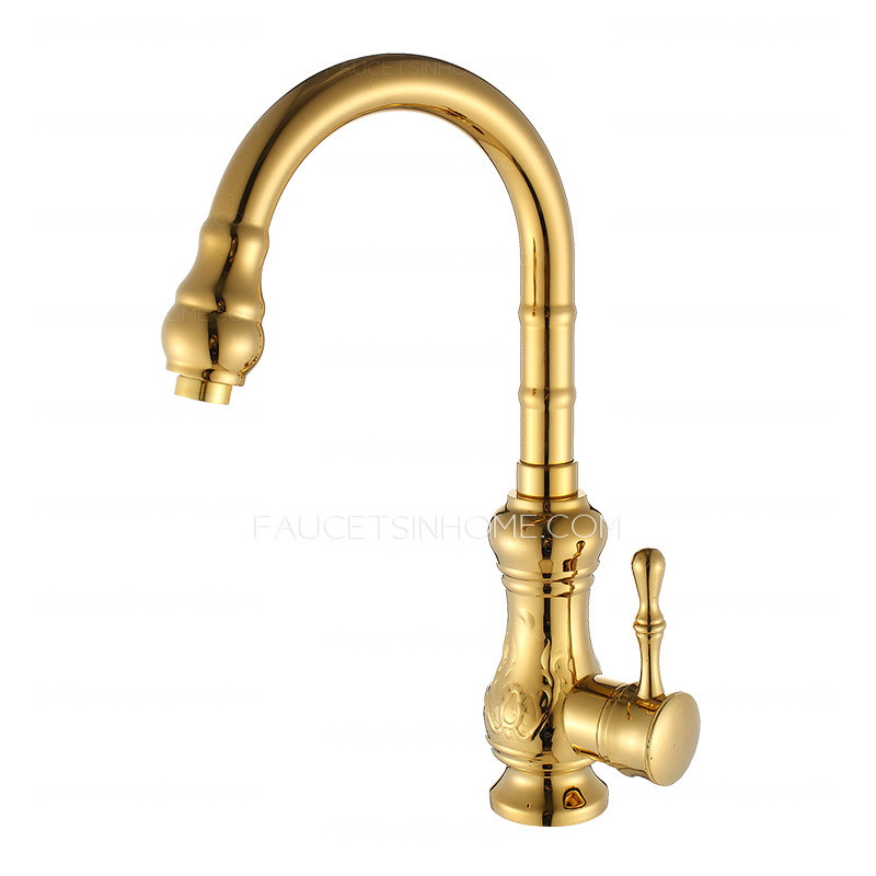 Best Designed Golden Brass Kitchen Faucets Single Handle