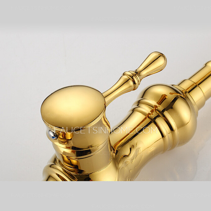 Best Designed Golden Brass Kitchen Faucets Single Handle