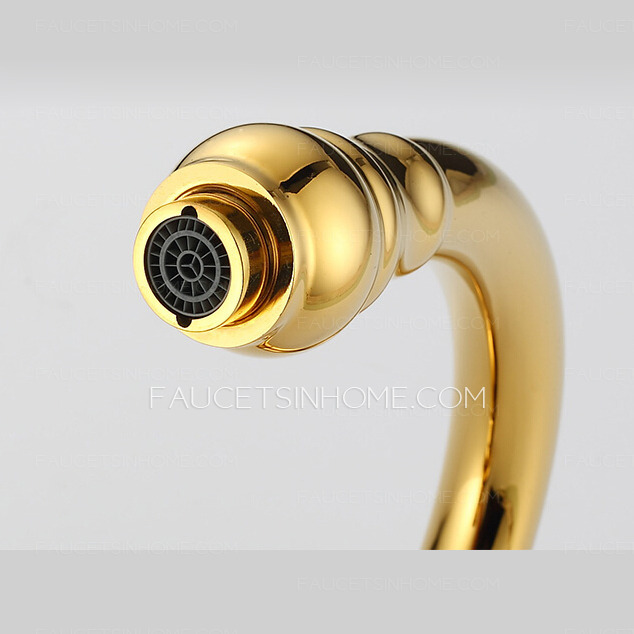 Best Designed Golden Brass Kitchen Faucets Single Handle