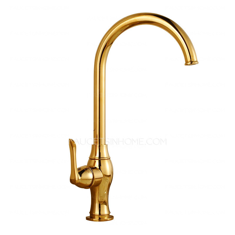 Luxury Gold Polished Brass Kitchen Faucets One Hole