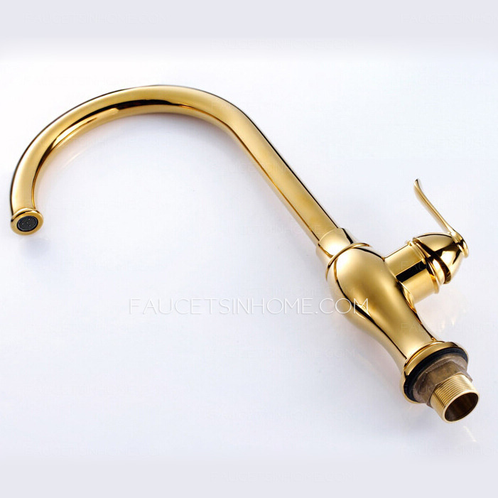 Luxury Gold Polished Brass Kitchen Faucets One Hole