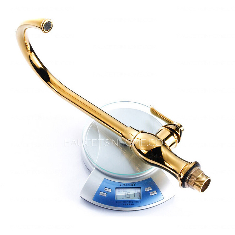 Luxury Gold Polished Brass Kitchen Faucets One Hole
