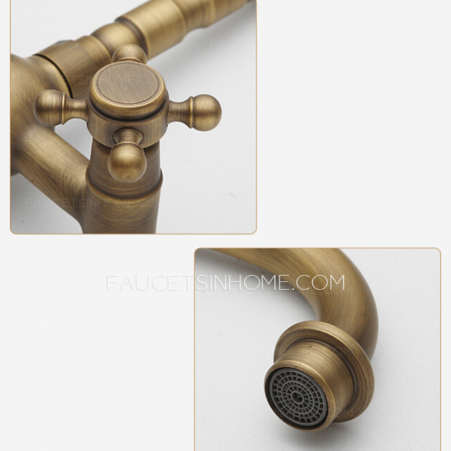Vintage Heightening 2 Handle Bronze Kitchen Sink Faucets