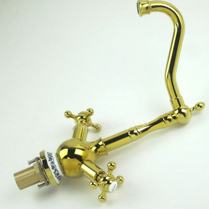 High End Rotate Polished Brass Kitchen Sink Faucets