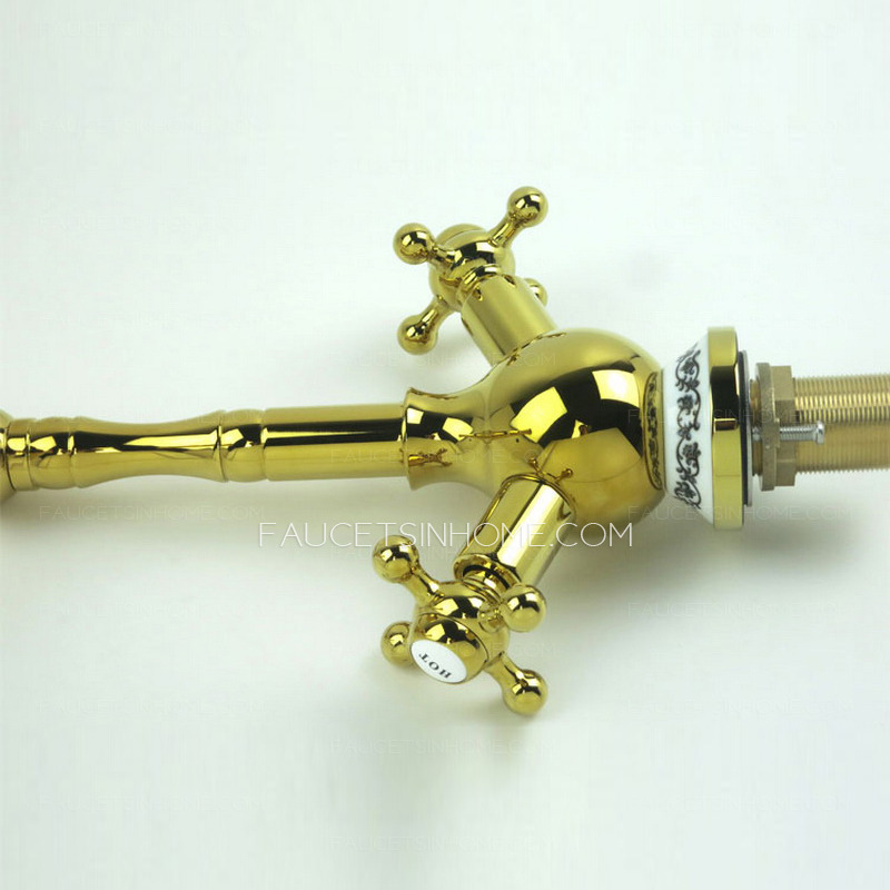 High End Rotate Polished Brass Kitchen Sink Faucets