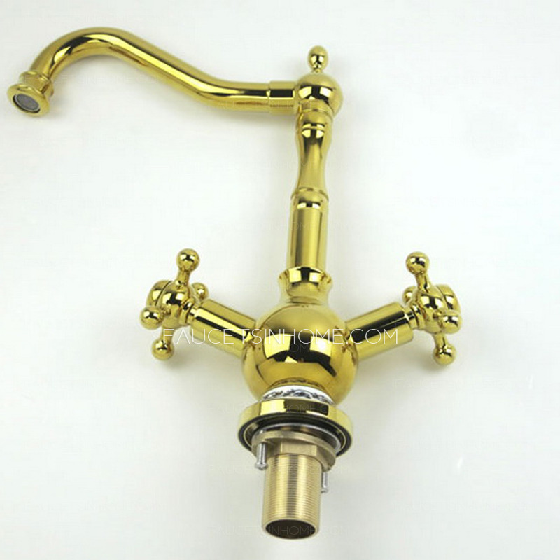 High End Rotate Polished Brass Kitchen Sink Faucets