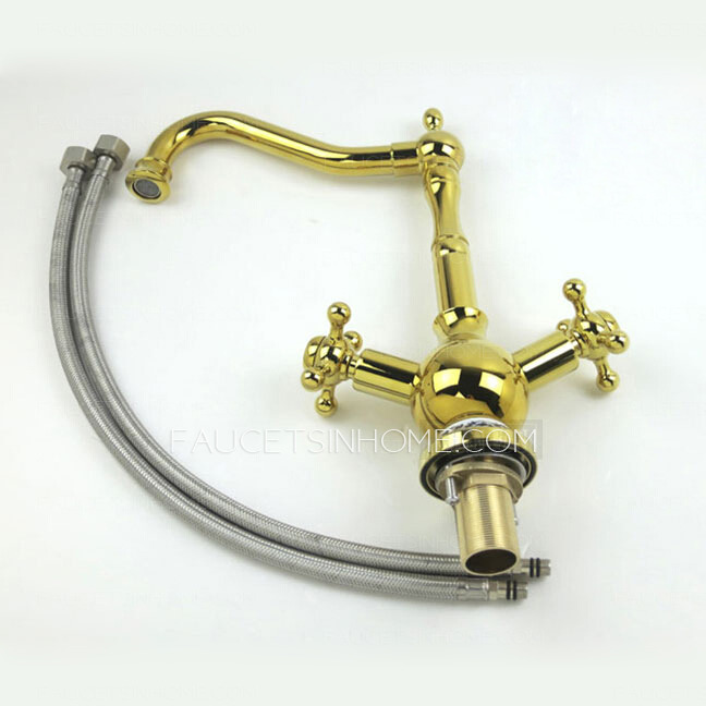 High End Rotate Polished Brass Kitchen Sink Faucets