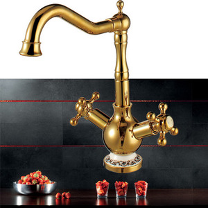 High End Rotate Polished Brass Kitchen Sink Faucets