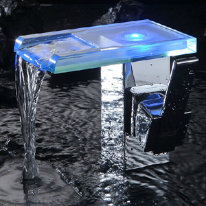 Fashionable Square Shaped Brass Waterfall LED Faucets
