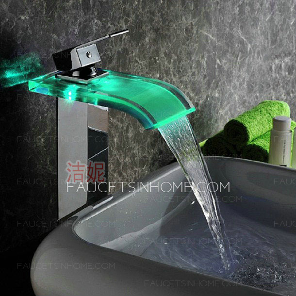 Hot Sale Vessel Mount Brass Waterfall LED Faucets