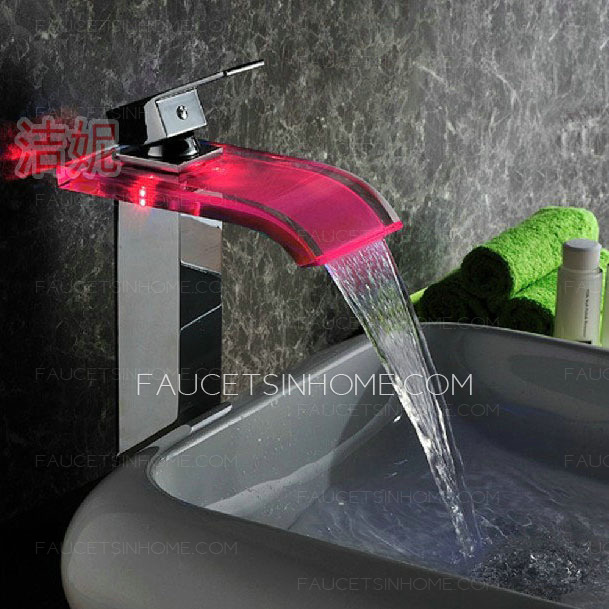 Hot Sale Vessel Mount Brass Waterfall LED Faucets