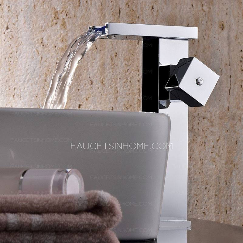 Quality Brass Waterfall Square Shaped Bathroom LED Faucets