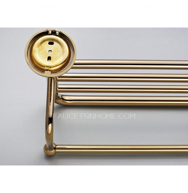 Luxury Brass Bathroom Towel Shelves Wall Mounted