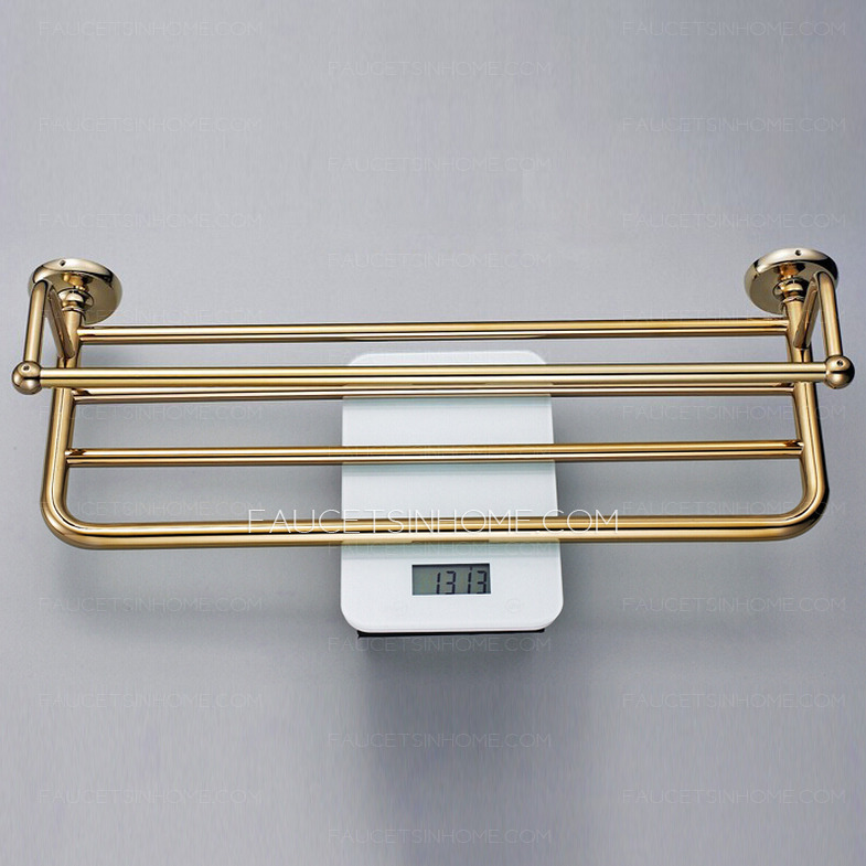 Luxury Brass Bathroom Towel Shelves Wall Mounted