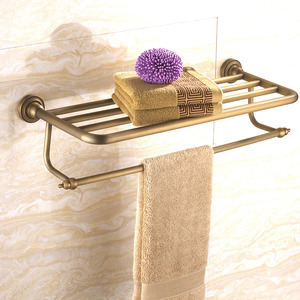 Antique Brass Brushed Bathroom Wall Shelves