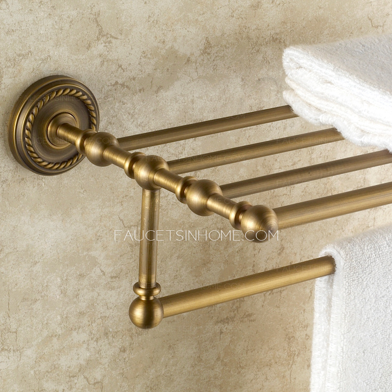 Retro Style Antique Brass Bathroom Towel Shelves