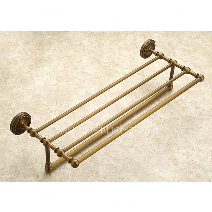 Retro Style Antique Brass Bathroom Towel Shelves