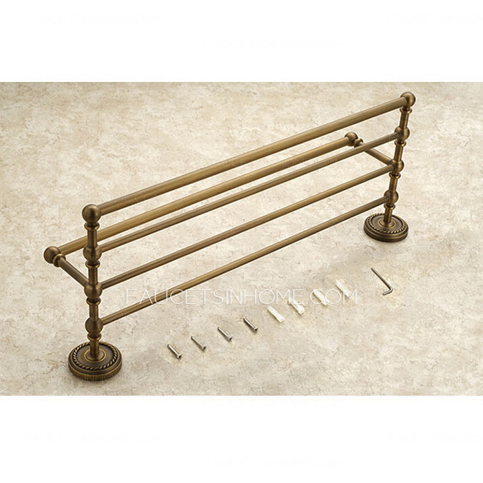 Retro Style Antique Brass Bathroom Towel Shelves