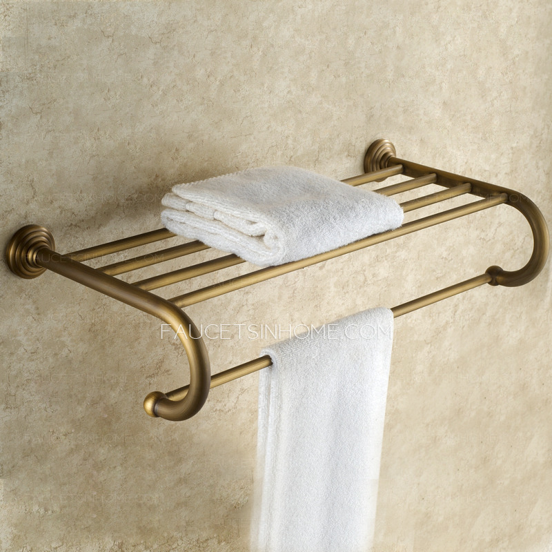 Affordable Antique Brass Brushed Wall Mounted Bathroom Shelves