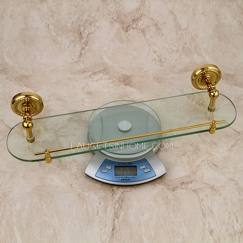 Advanced Single Brass Glass Bathroom Shelves