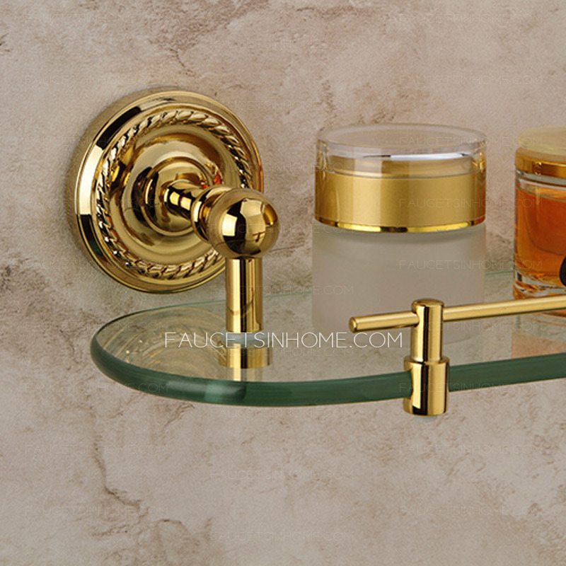 Advanced Single Brass Glass Bathroom Shelves