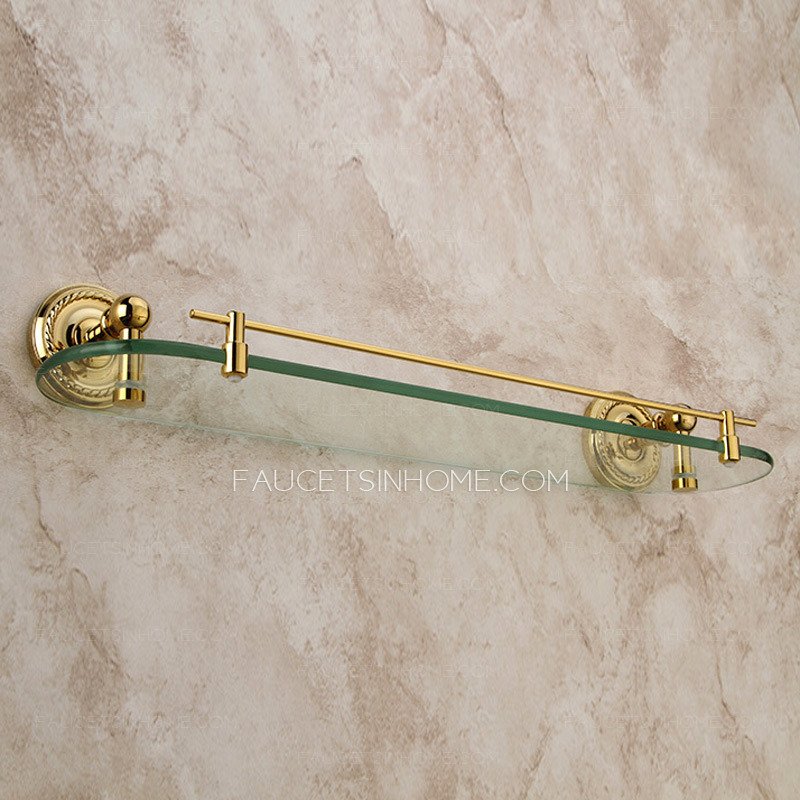 Advanced Single Brass Glass Bathroom Shelves