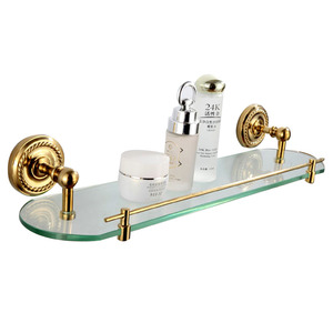 Advanced Single Brass Glass Bathroom Shelves