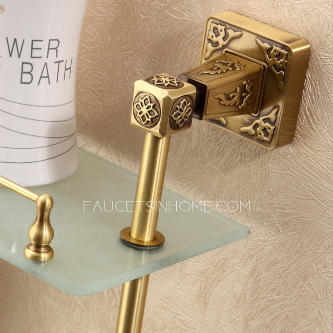 Expensive Brass Antique Bronze Bathroom Glass Shelves