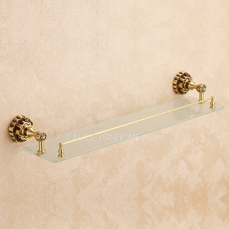 Antique Bronze Single Glass Shelves For Bathroom