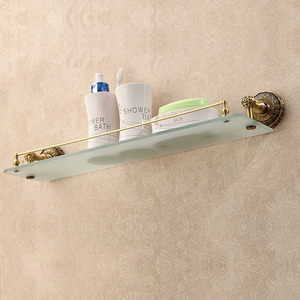 Custom Brass Antique Bronze Glass Bathroom Shelves