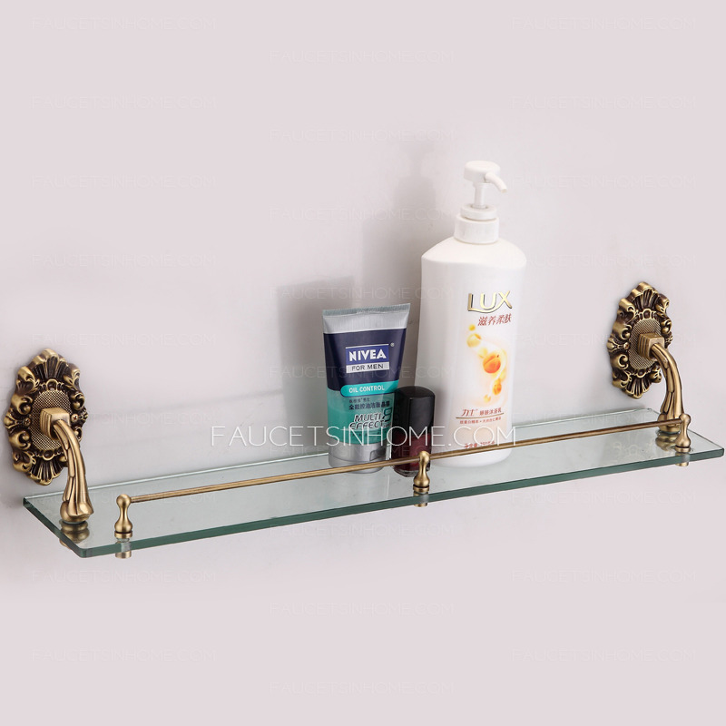 Designer Antique Bronze Glass Bathroom Single Shelves