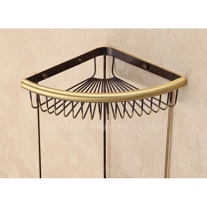 Designer Triangle Wire Antique Bronze Bathroom Corner Shelves