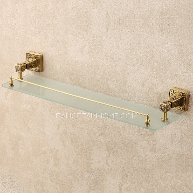 Antique Bronze Single Bathroom Glass Shelves