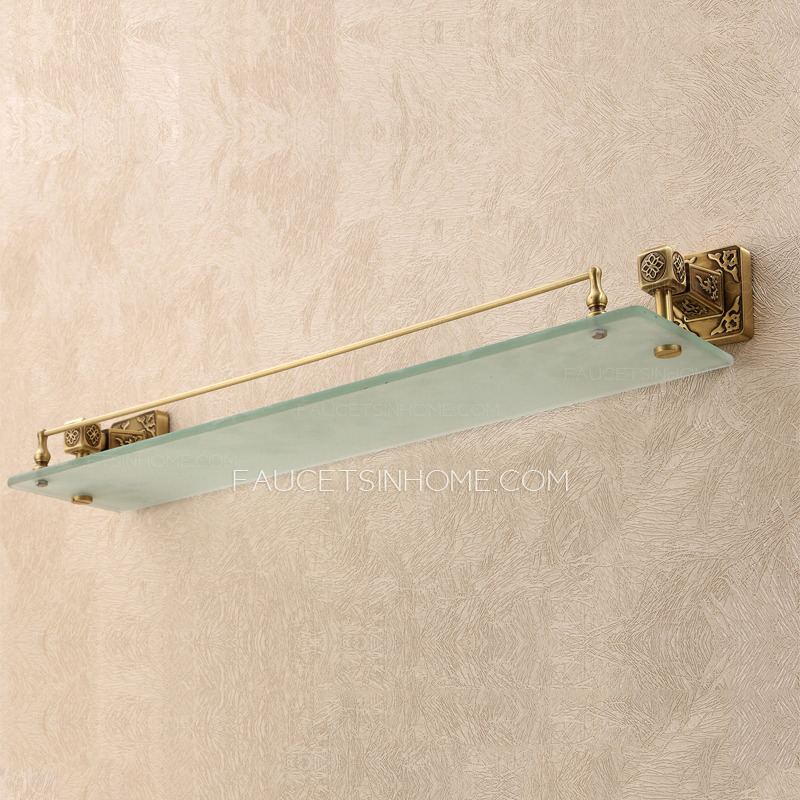 Antique Bronze Single Bathroom Glass Shelves