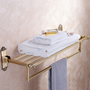 Classical Antique Bronze Brass Bathroom Metal Shelves