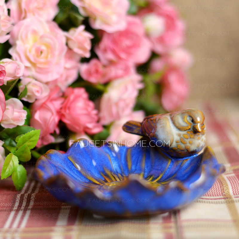 Decorative Blue Bird Ceramic Soap Dishes For Bathroom