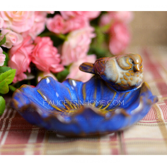 Decorative Blue Bird Ceramic Soap Dishes For Bathroom