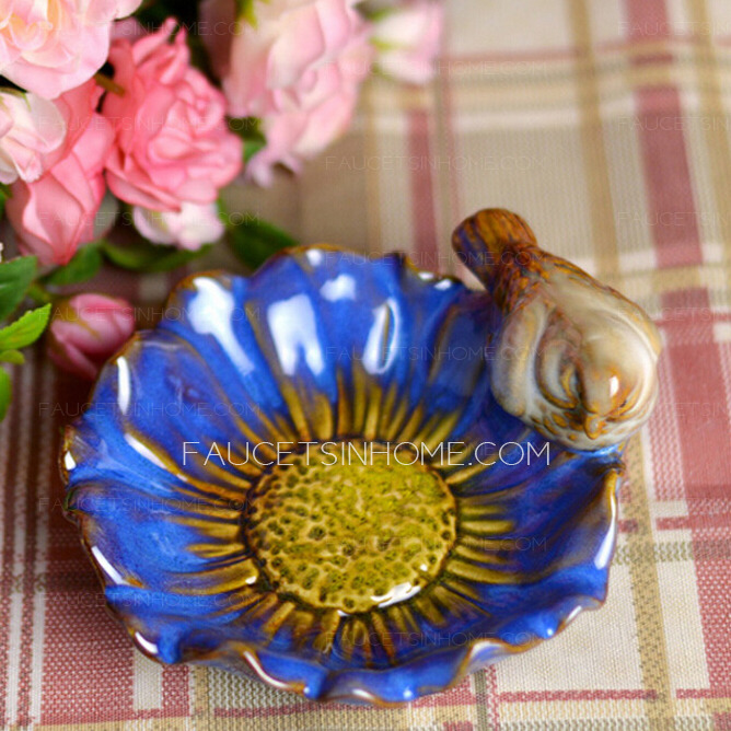 Decorative Blue Bird Ceramic Soap Dishes For Bathroom