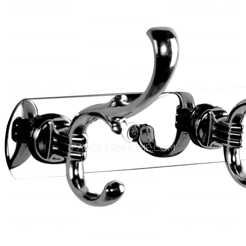Thick Stainless Steel 5-Hooks Hanging Robe Hooks