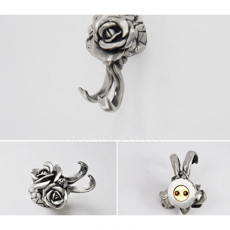 Designer Brass Rose Pattern Double Robe Hooks