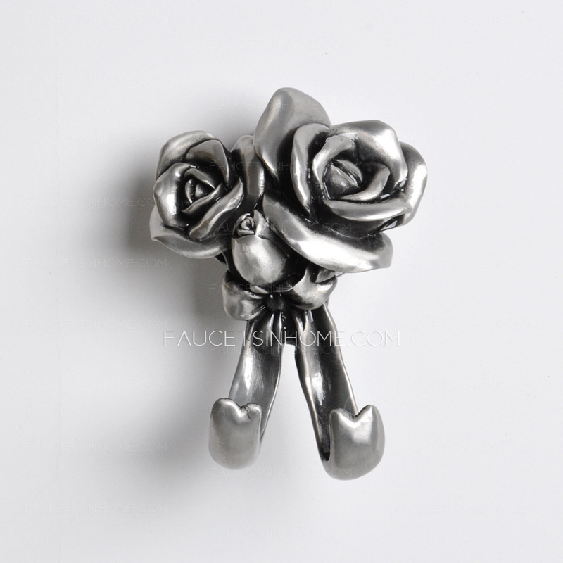 Designer Brass Rose Pattern Double Robe Hooks