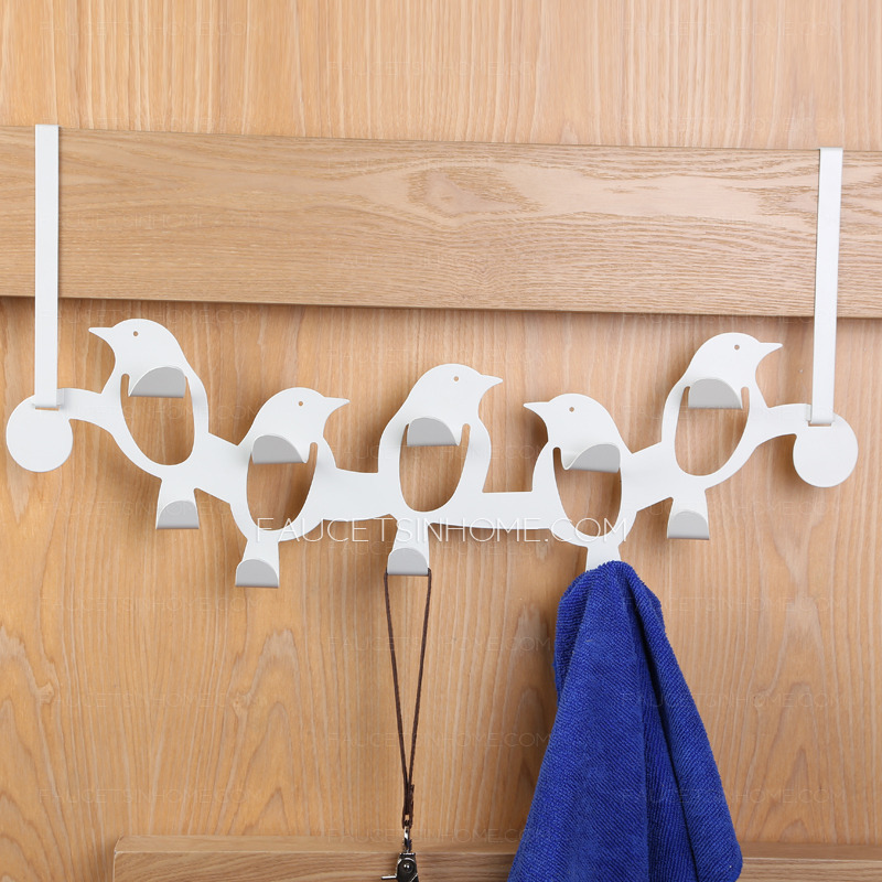 Decorative White Painting Bird Metal Robe Hooks