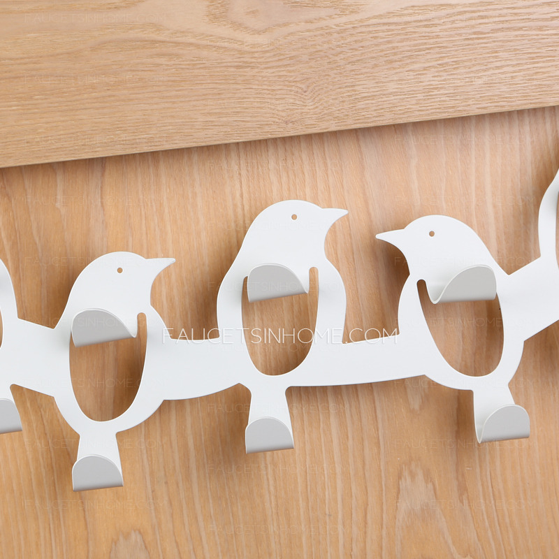 Decorative White Painting Bird Metal Robe Hooks