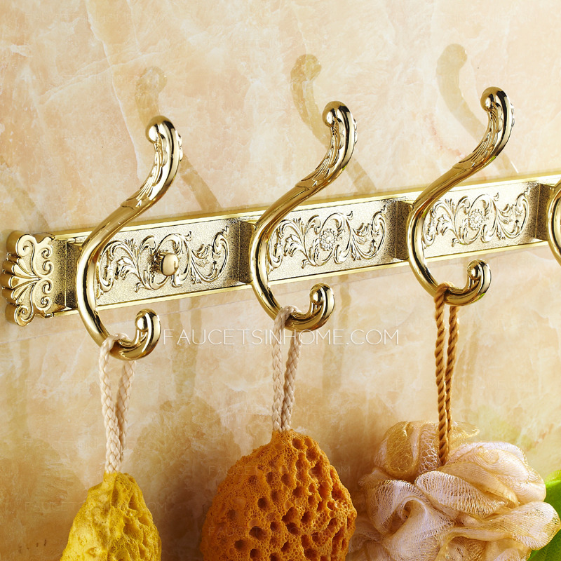 Luxury Polished Brass 5 Hooks Robe Hooks