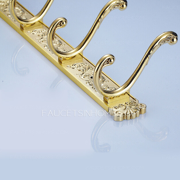 Luxury Polished Brass 5 Hooks Robe Hooks