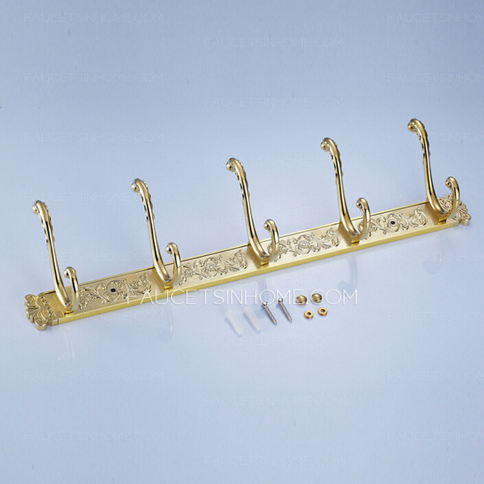 Luxury Polished Brass 5 Hooks Robe Hooks