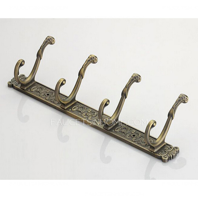 Antique Bronze 4-Hooks Brass Robe Hooks